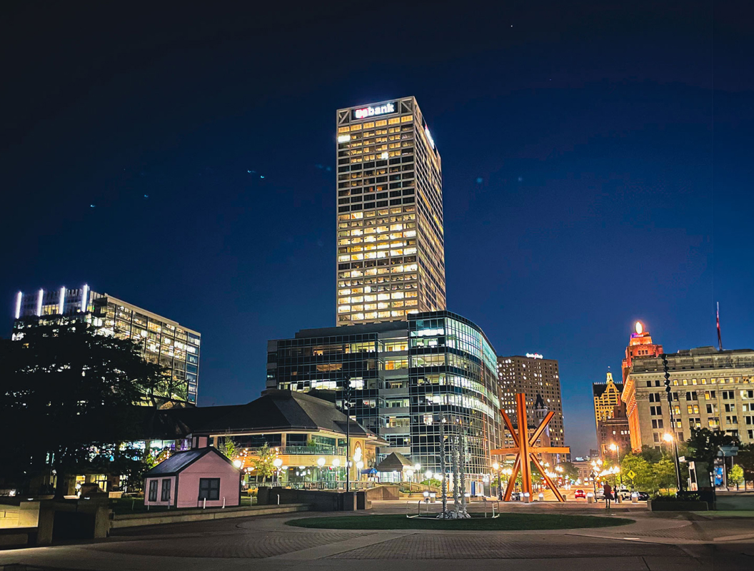 View of Milwaukee downtown at night